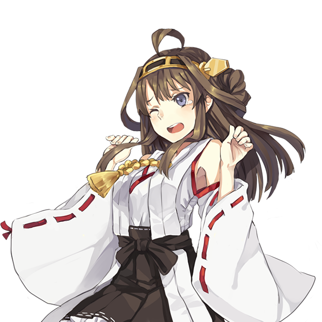 ahoge black_eyes blush brown_hair detached_sleeves double_bun hairband hao_(patinnko) japanese_clothes kantai_collection kongou_(kantai_collection) long_hair nontraditional_miko one_eye_closed open_mouth ribbon-trimmed_sleeves ribbon_trim solo tears transparent_background wide_sleeves