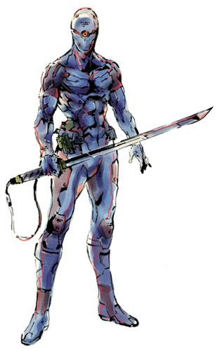 1boy cyborg gray_fox metal_gear metal_gear_(series) metal_gear_solid ninja official_art shinkawa_youji standing sword weapon