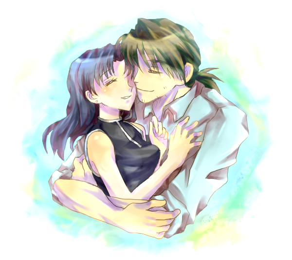 couple hug kaji_ryouji katsuragi_misato neon_genesis_evangelion