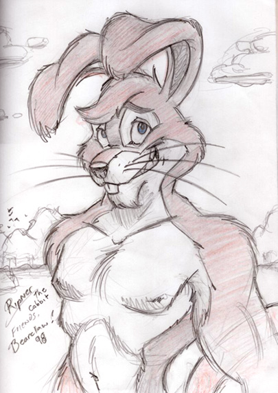 herbie_bearclaw lagomorph looking_at_viewer male mammal muscles nipples nude outside rabbit sketch solo whiskers