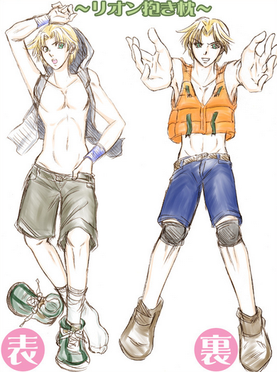 alternate_costume artist_request blonde_hair green_eyes hand_in_pants hood hoodie knee_pads life_vest lion_rafale navel open_clothes open_hoodie shirtless shoes short_hair shorts single_shoe sleeveless sleeveless_hoodie sneakers virtua_fighter wristband