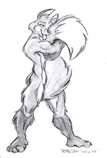 anthro barefoot biceps canine fluffy_tail fox front herbie_bearclaw looking_pleasured male mammal muscles nude pose seductive sketch solo standing tail_between_legs tail_hug tongue tongue_out