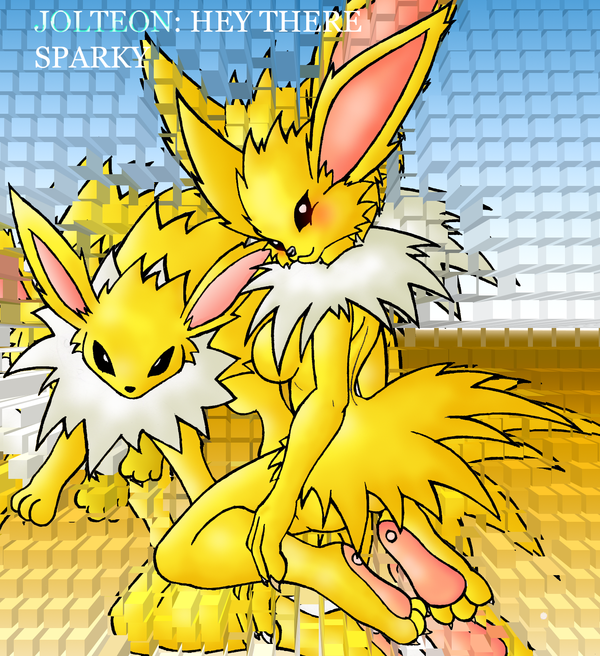anthrofied barefoot big_breasts breasts claws eeveelution female fur hair invalid_tag jolteon long_hair looking_at_viewer looking_back nintendo nude pok&#233;mon pok&eacute;mon pussy smile solo video_games