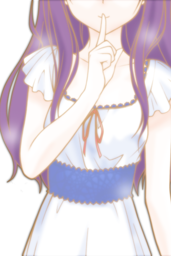 1girl artist_request character_request dress finger_to_mouth game_cg hand_to_mouth head_out_of_frame long_hair paca_plus pacoproject purple_hair shushing simple_background solo tsukasa_rin white_background white_dress