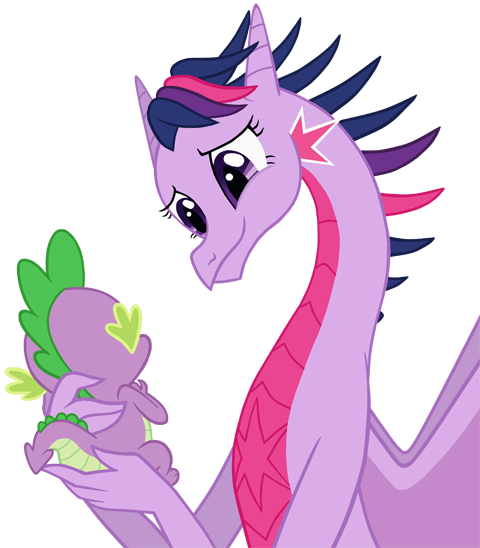 alpha_channel cutie_mark dragon duo female friendship_is_magic holding horn male my_little_pony plain_background purple_eyes queencold size_difference spike_(mlp) transparent_background twilight_sparkle_(mlp)