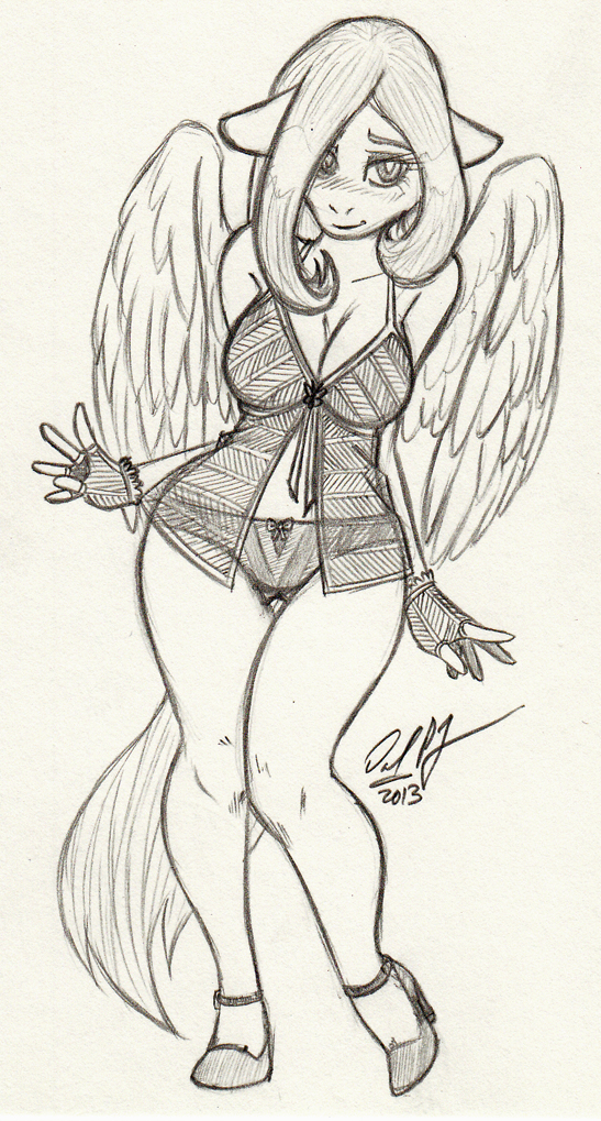 anthro anthrofied big_breasts blush breasts cleavage clothed clothing cskairi equine female fluttershy_(mlp) friendship_is_magic gloves high_heels horse lingerie looking_at_viewer mammal monochrome my_little_pony negligee panties pegasus plain_background pony pose sketch smile solo underwear white_background wings