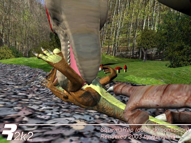 3_toes 3d ambiguous_gender anal anal_fingering balls big_penis cgi claws dinosaur dragon duo fingering forest forked_tongue horn macro male open_mouth oral penis rangarig raptor scalie sex theropod tongue tonguejob tree varby