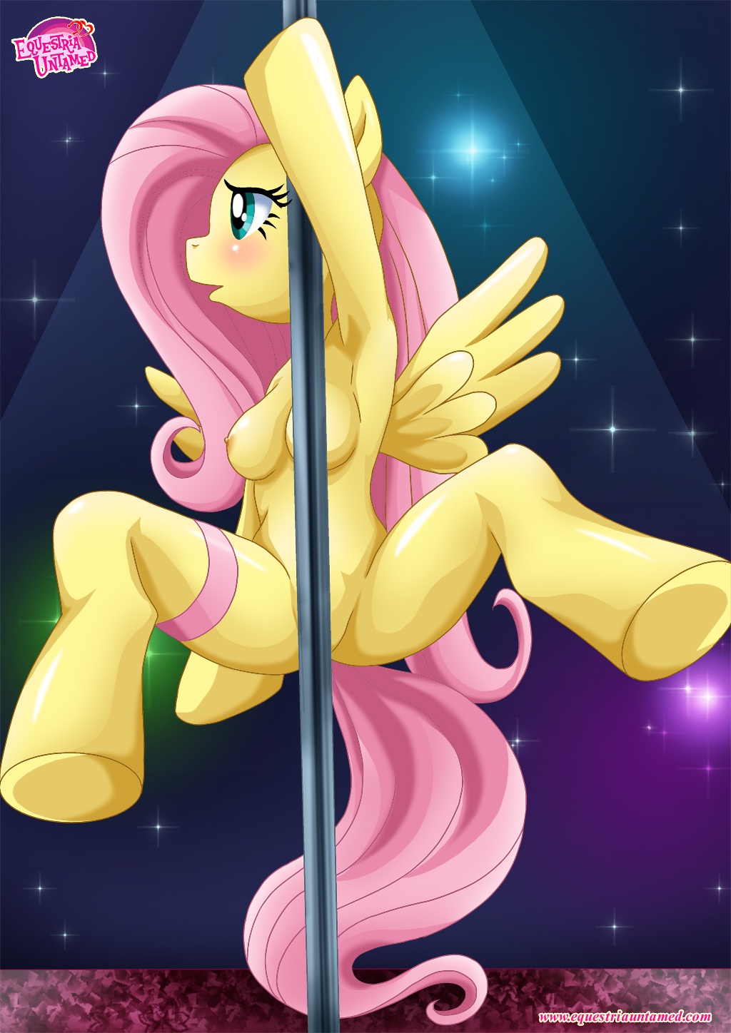 blush breasts equine female fluttershy_(mlp) friendship_is_magic fur green_eyes hair hooves horse long_hair my_little_pony open_mouth pegasus pink_hair pony wings yellow_fur