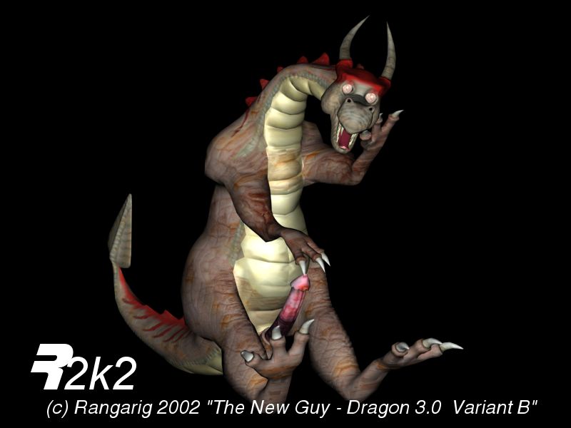 3_toes 3d belly cgi claws dragon erection horn long_neck male open_mouth penis rangarig scalie solo varby