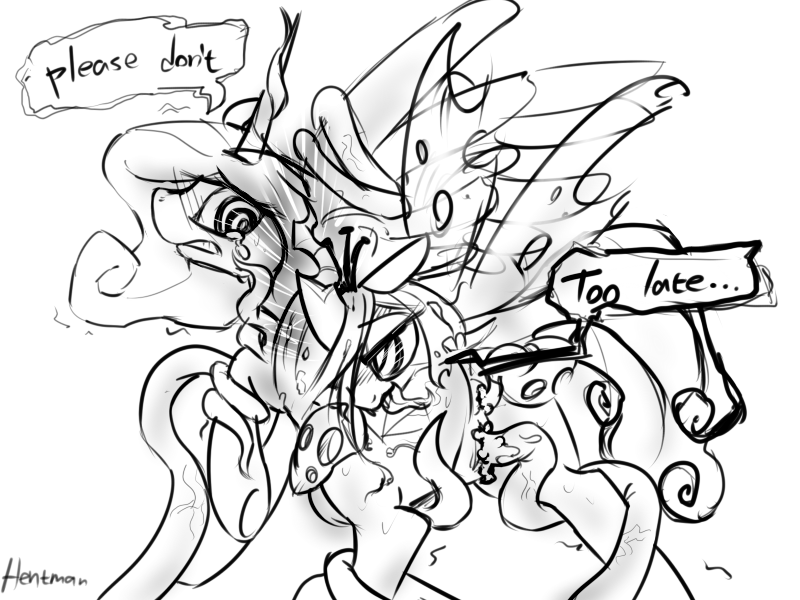 equine female feral friendship_is_magic hair hentman horn horse mammal mane my_little_pony pony princess_cadance_(mlp) queen_chrysalis_(mlp) winged_unicorn wings