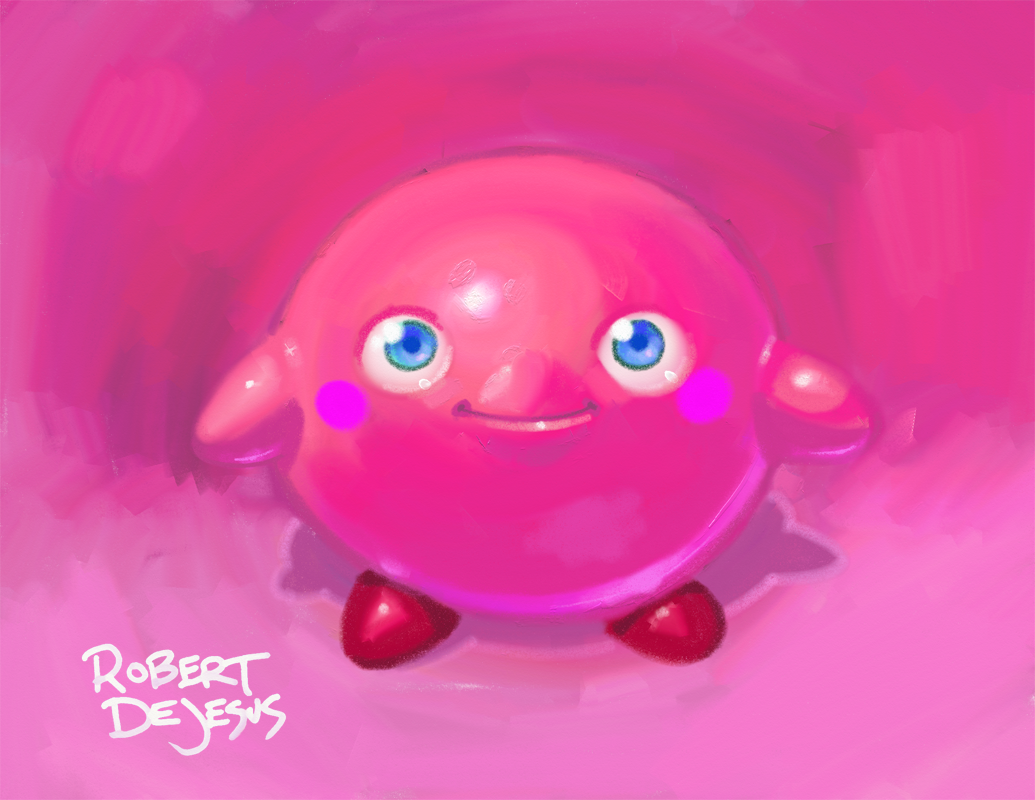 blue_eyes blush_stickers kirby kirby_(series) no_humans pink robert_de_jesus shoes smile solo