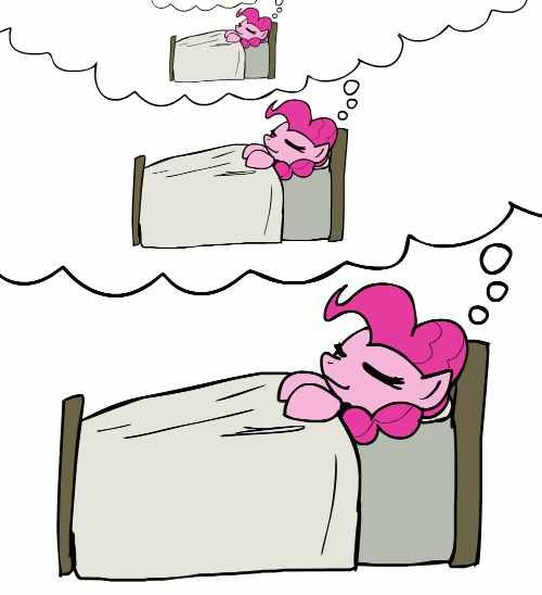 animated bed dream equine eyes_closed female feral friendship_is_magic hair horse lying mammal my_little_pony pink_hair pinkie_pie_(mlp) plain_background pony recursion sleeping solo whatsapokemon white_background