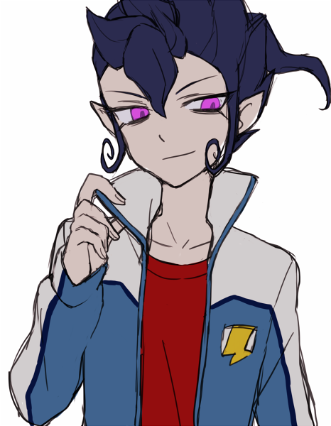 bad_id bad_pixiv_id blue_hair earth_eleven inazuma_eleven_(series) inazuma_eleven_go inazuma_eleven_go_galaxy jacket lightning_bolt male_focus manuuba_gibutsu open_clothes open_jacket purple_eyes simple_background sketch solo track_jacket tsukuyomi_03 upper_body white_background