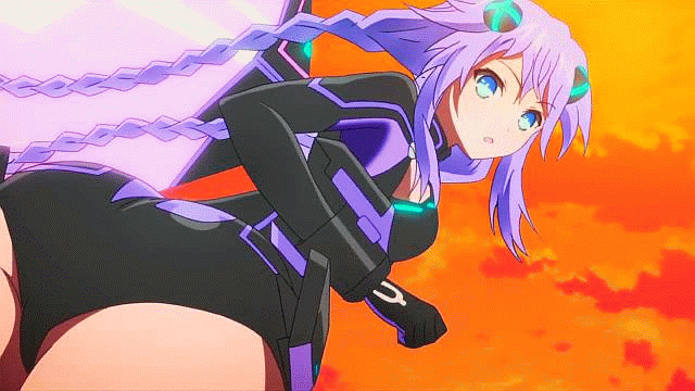 1girl animated animated_gif ass choujigen_game_neptune neptune_(choujigen_game_neptune) neptune_(series) purple_hair purple_heart solo twin_braids