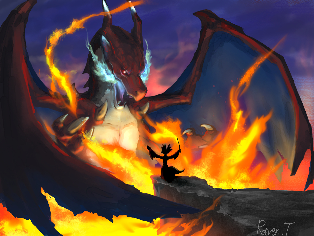 blue_fire charizard claws cliff delphox dragon epic fangs fire glowing glowing_eyes horns mega_charizard_x mega_pokemon nintendo pokemon pokemon_(game) pokemon_xy raven_tir spikes wand wings