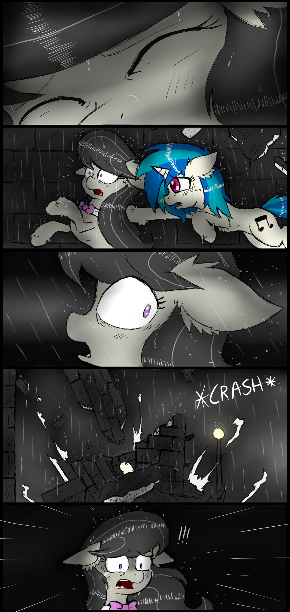 blue_hair bow_tie building comic cutie_mark duo english_text equine female feral friendship_is_magic fur grey_fur hair horn horse ichibangravity lamppost long_hair looking_back mammal my_little_pony octavia_(mlp) open_mouth outside pony purple_eyes purple_hair push rain rescue shocked tears text tongue two_tone_hair unicorn vinyl_scratch_(mlp) water wet white_fur