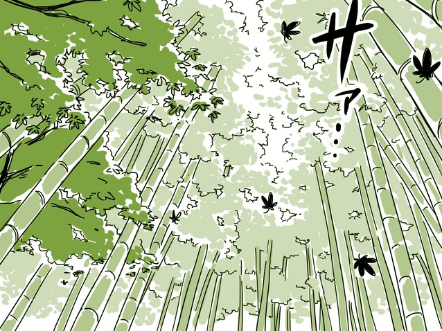 bamboo_forest comic forest green mitsumoto_jouji monochrome nature no_humans outdoors plant silent_comic touhou