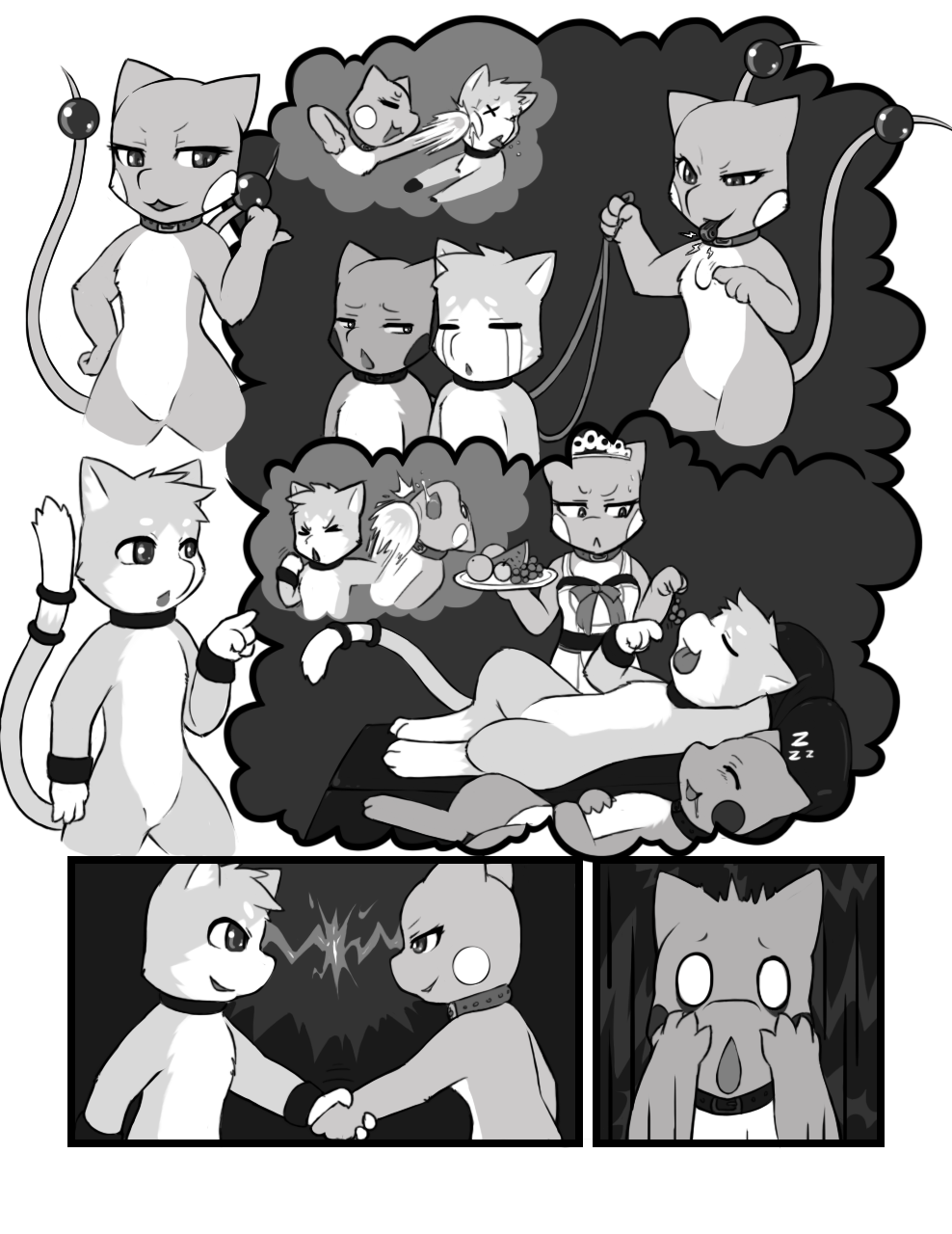 brother brother_and_sister brothers challenge challenge_accepted collar comic crying darkmirage deal defeat determination digitigrade domination dragonair dragonchu drooling female female_domination fur greyscale handshake hindpaw hybrid jem leash lying maid maid_uniform male mew mewlava monochrome multiple_tails nintendo nude open_mouth paws pikachu pok&#233;mon punch saliva servant shocked sibling sis's_gamble sis's_gamble sister slavery sleeping sofa surprise tears tongue tongue_out video_games wristband