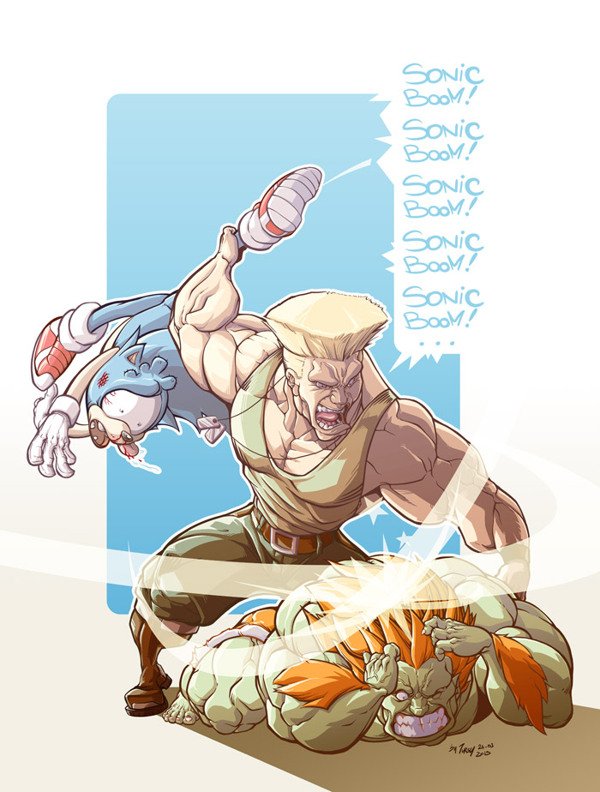4_fingers 5_toes angry anthro attack barefoot belt biceps black_eyes black_nose blanka blonde_hair blood blue_background blue_fur boots capcom clenched_teeth clothed clothing crossover dialog dog_tags english_text footwear fur gloves grasp green_nose guile gums hair half-dressed hedgehog hitting human humor long_hair looking_down luca_torsello lying male mammal manly muscles nosebleed on_stomach one_eye_closed open_mouth orange_hair pants pecs plain_background quills raised_arm raised_leg scared sega shadow sharp_teeth shirt shoes short_hair shorts sonic_(series) sonic_the_hedgehog spiky_hair spread_legs spreading standing star street_fighter teeth text toes tongue video_games white_eyes yelling
