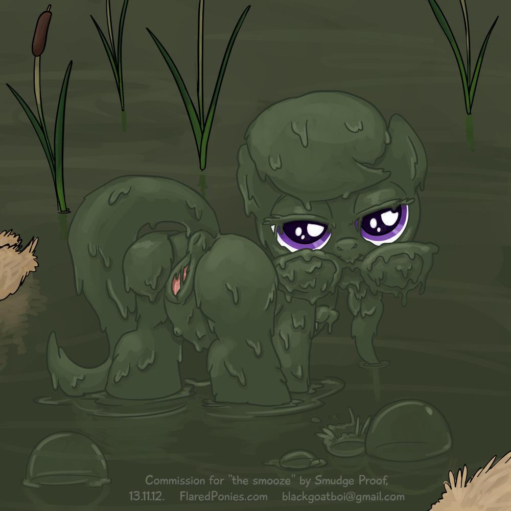 bedroom_eyes bog cub equine eyewear female feral friendship_is_magic glasses horse mammal moor mud my_little_pony pony presenting pussy silver_spoon_(mlp) smudge_proof solo swamp young