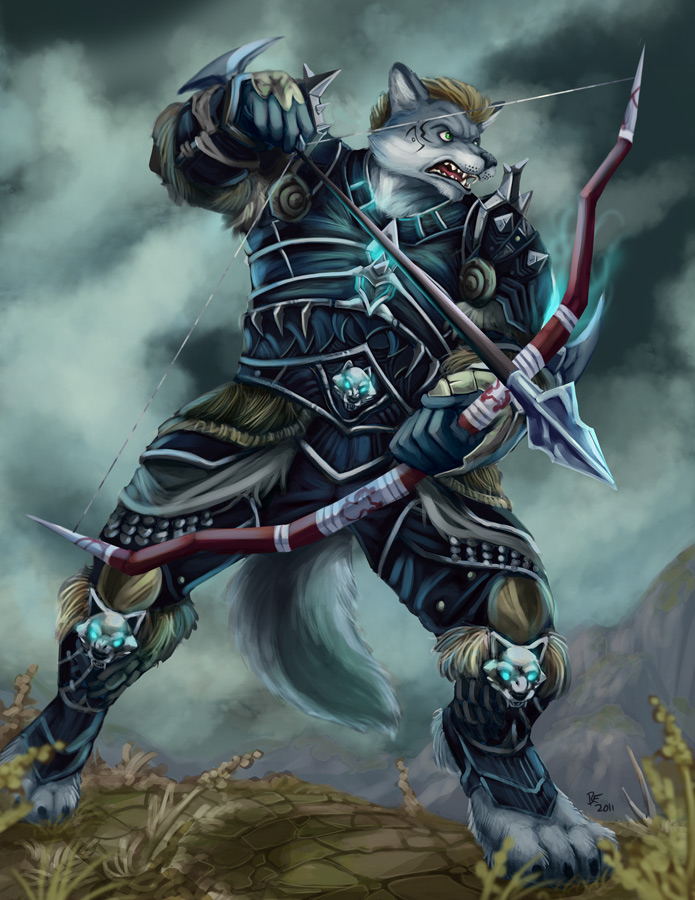 arrow bow bow_(weapon) canine male mammal muscles ranged_weapon solo strong warrior weapon wolf