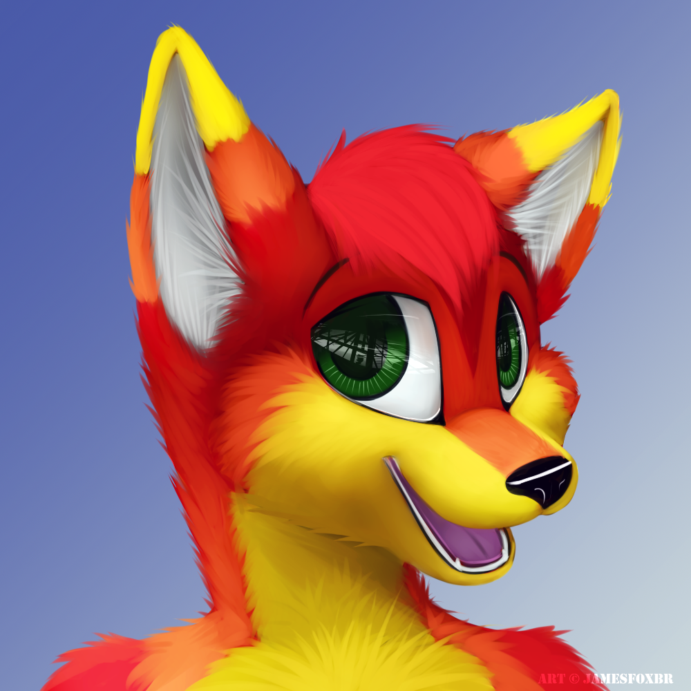 anthro canine cute fox fur hair jamesfoxbr looking_at_viewer male mammal open_mouth plain_background smile solo teeth
