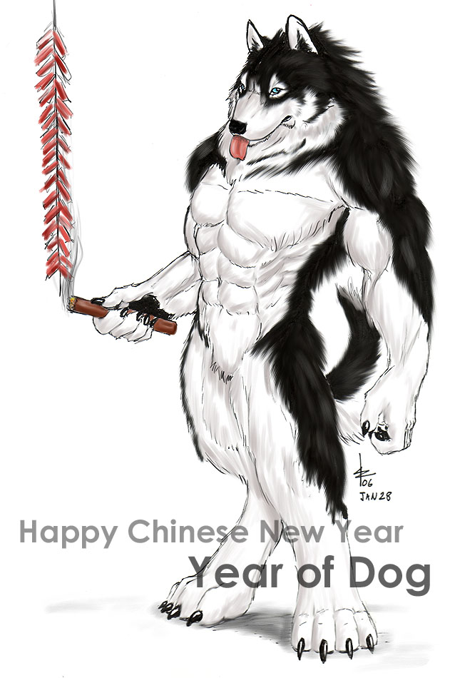 abs anthro biceps big_muscles black_claws black_fur black_nose black_pawpads blue_eyes canine claws dog fur looking_at_viewer male mammal muscles nude pawpads paws pecs plain_background pose rwolf solo standing toe_claws toned tongue tongue_out white_background white_fur