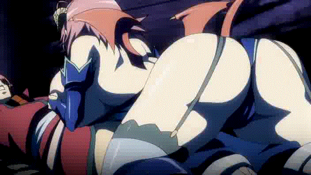 1girl animated animated_gif ass breasts censored demon_girl fat_mons garter_belt horns huge_ass huge_breasts kyonyuu_fantasy lowres open_mouth paizuri penis red_hair ryuuto_henge shamsiel succubus wings