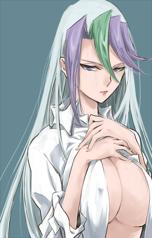 blue_eyes blue_hair breasts genderswap huge_breasts lipstick long_hair makeup v_(yuu-gi-ou_zexal) yu-gi-oh! yuu-gi-ou_zexal