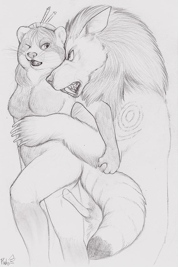 anthro anthro_on_feral bestiality breasts canine druid duo female feral from_behind interspecies magic_user male mammal one_eye_closed pandaren paper-wings paper_wings penis sketch tribal_spellcaster video_games warcraft were werewolf worgen world_of_warcraft
