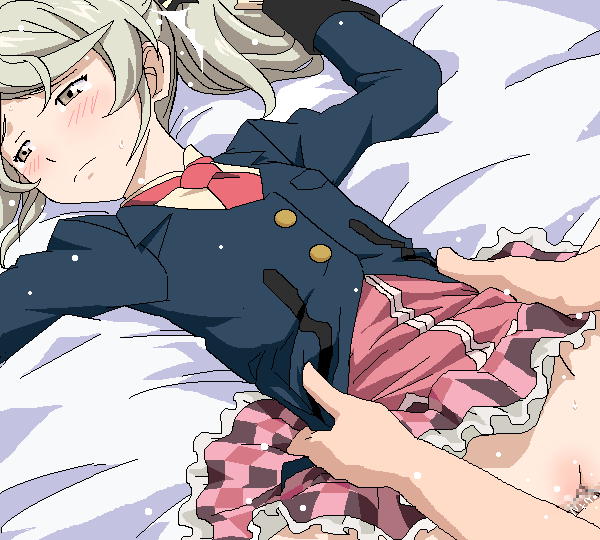 1girl bed blush censored character_request clothed_sex elize_lutus lying oekaki penis pixiv_manga_sample pussy sex short_hair short_twintails silver_eyes silver_hair solo_focus source_request spread_legs tales_of_(series) tales_of_xillia tales_of_xillia_2 tomu_(tomubobu) tomubobu twintails
