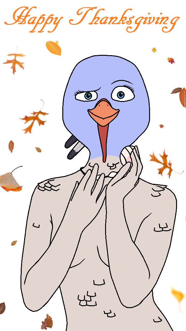 breasts female free_birds holidays jenny ksd70 ksd70_(artist) leaves solo thanksgiving turkey