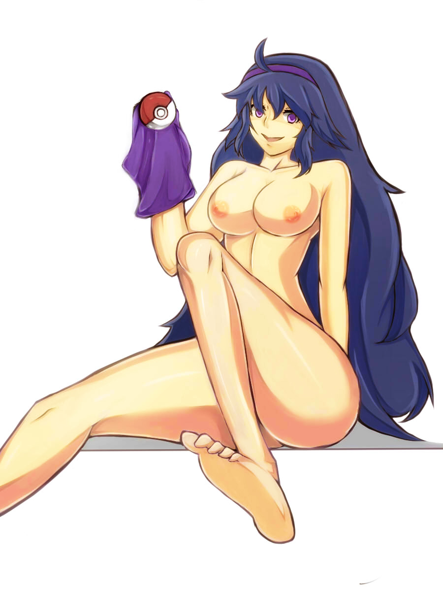 1girl barefoot breasts hex_maniac_(pokemon) highres mebusu npc_trainer nude pokemon pokemon_(game) pokemon_xy purple_hair solo