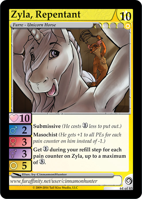 cat-o-nine-tails cinnamonhunter equine ferret flogging fur furoticon hair horn horse male mammal mustelid open_mouth rat rodent tcg trading_card_game unicorn white_fur white_hair