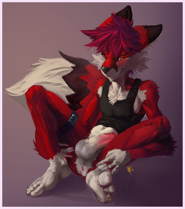 bottomless butt canine clothing darkthur fox fur male red_fur shirt solo