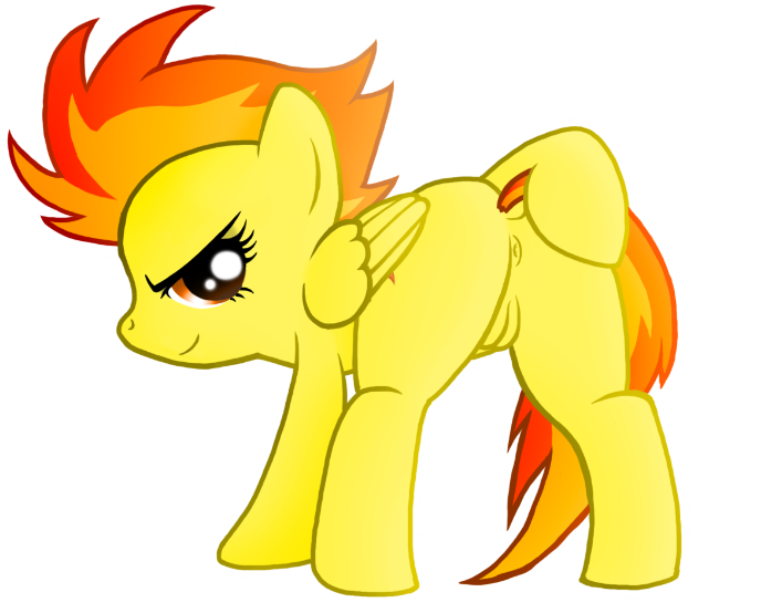 anus butt cupcakesponyazz cutie_mark equine female feral friendship_is_magic fur hair horse mammal my_little_pony pegasus plain_background pony presenting pussy spitfire_(mlp) two_tone_hair wings wonderbolts_(mlp) yellow_fur
