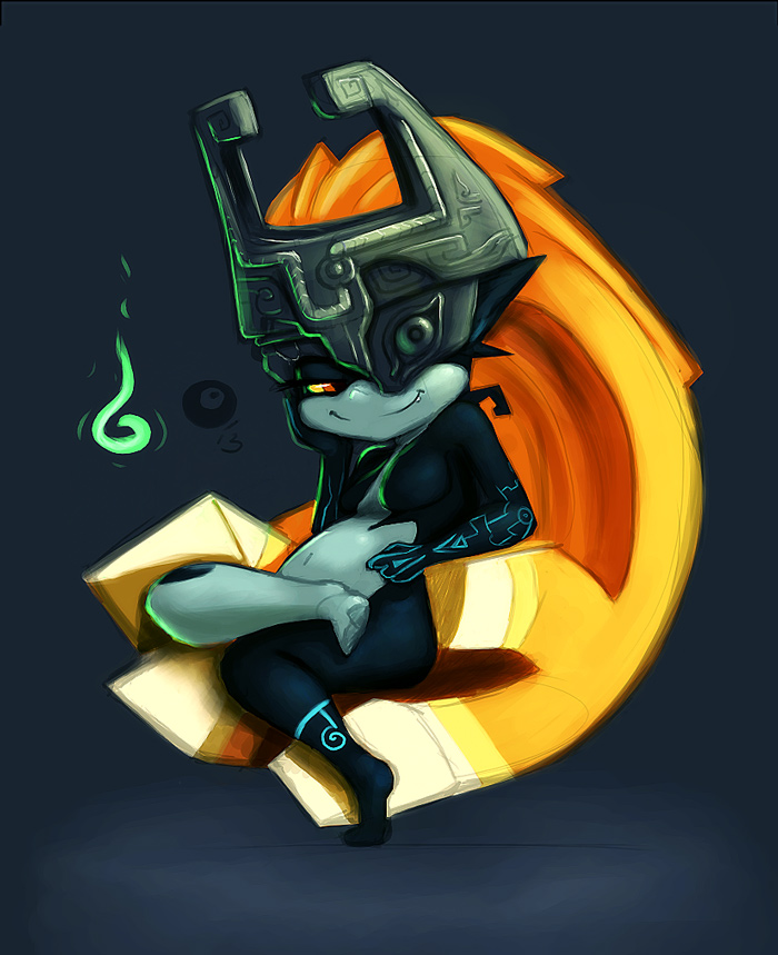 female imp midna sitting the_legend_of_zelda twilight_princess video_games