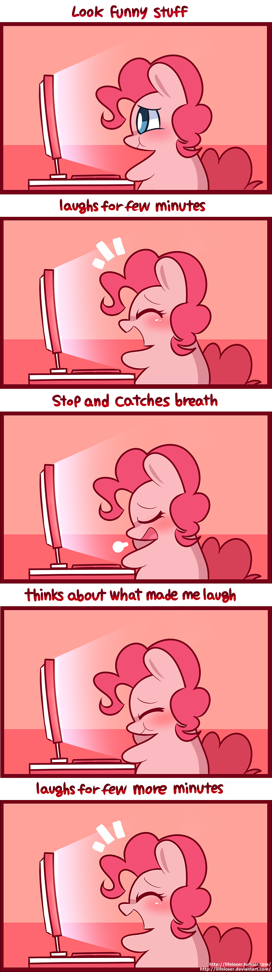 blue_eyes chibi comic computer equine female friendship_is_magic hair horse laugh lifeloser mammal my_little_pony pink_hair pinkie_pie_(mlp) pony solo
