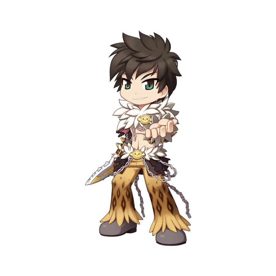 1boy animal_print black_cape black_hair brown_pants cape chain chibi dagger full_body fur_collar green_eyes grey_footwear grin holding holding_dagger holding_knife holding_weapon jacket knife leopard_print looking_at_viewer male_focus medium_bangs official_art pants ragnarok_online reaching reaching_towards_viewer shadow_chaser_(ragnarok_online) sheath shoes short_hair simple_background smile smiley_face solo standing tachi-e transparent_background waist_cape weapon yuichirou