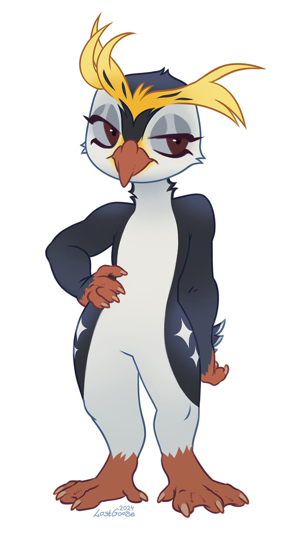 anthro avian bird brown_eyes hi_res lostgoose male penguin simple_background solo standing