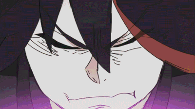 1girl angry animated animated_gif blood blood_from_mouth epic female kill_la_kill lowres matoi_ryuuko scream screaming solo wide-eyed