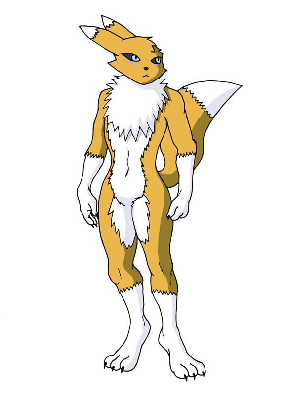 canine digimon female fox mammal normanfoxlee nude renamon solo standing