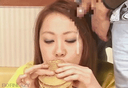 animated animated_gif cum eating facial food hamburger japanese lowres photo source_request