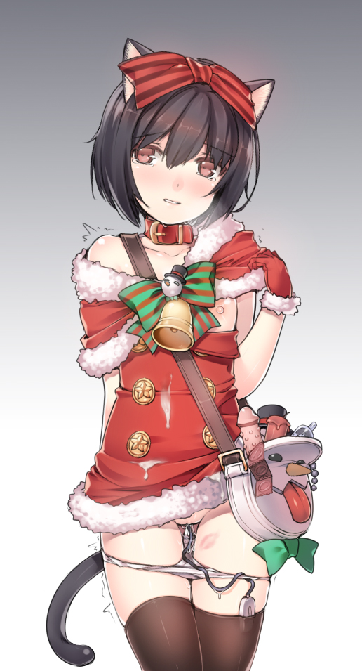 animal_ears bad_id bad_pixiv_id bell black_hair black_legwear blade_&amp;_soul blush bow bruise cat_ears cat_tail christmas collar condom cum cum_on_clothes dildo flat_chest gloves hair_bow injury kuro_(kuronell) looking_away lyn_(blade_&amp;_soul) nipples open_mouth panties panty_pull pussy pussy_juice pussy_juice_stain red_eyes red_gloves short_hair solo tail tears thighhighs uncensored underwear vibrator vibrator_in_thighhighs wet wet_clothes wet_panties white_panties