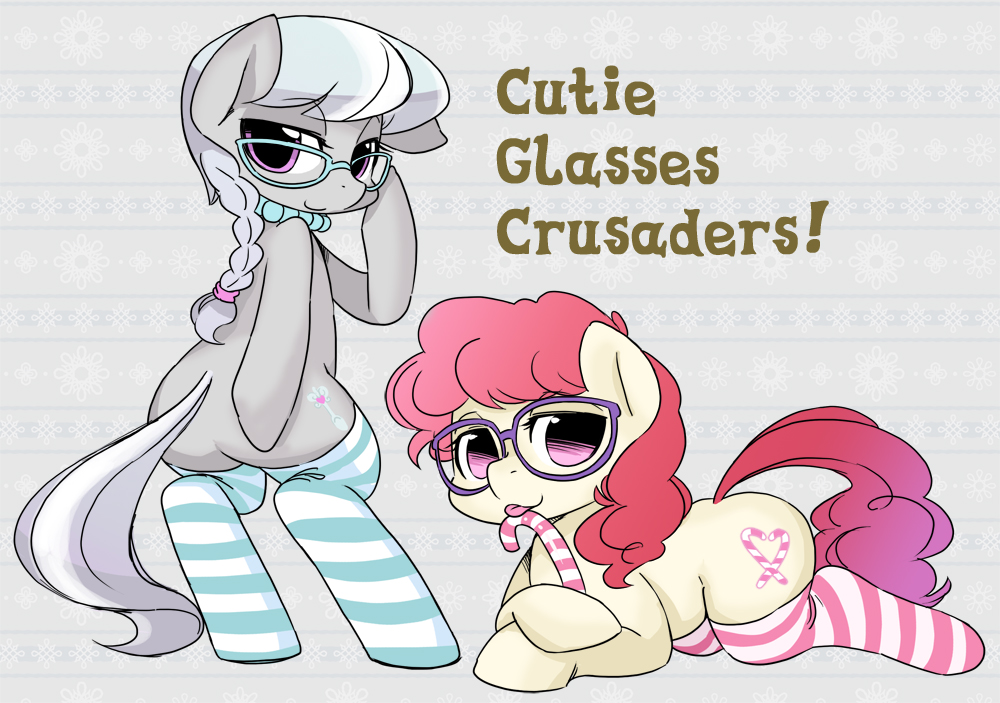 butt candy_cane cute cutie_mark equine eyewear female friendship_is_magic glasses grey_hair hair horse legwear mammal my_little_pony pink_eyes pink_hair pony purple_eyes shepherd0821 silver_spoon_(mlp) socks stockings suggestive twist_(mlp) young