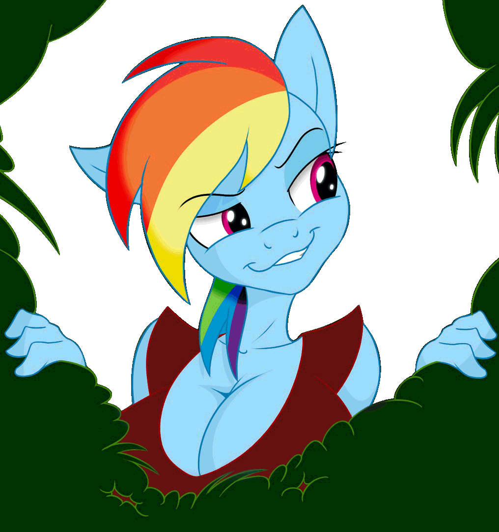 alpha_channel animated anthro anthrofied bounce breasts bush cleavage clothed clothing equine female friendship_is_magic grin hair horse jiddle jiggle jrvanesbroek mammal multi-colored_hair my_little_pony plain_background pony purple_eyes rainbow_dash_(mlp) rainbow_hair smile solo transparent_background