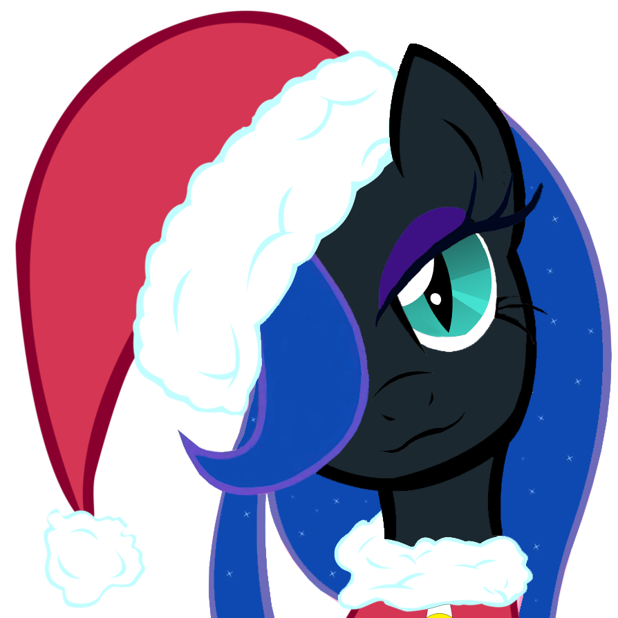 blue_hair christmas cyan_eyes equine female friendship_is_magic hair hat holidays horse invalid_tag mammal my_little_pony nightmare_moon_(mlp) plain_background pony portrait santa_hat solo transparent_background