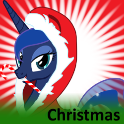christmas clothing equine friendship_is_magic holidays horn horse low_res mammal mouth_hold my_little_pony pony princess_luna_(mlp) santa_costume solo up1ter winged_unicorn wings