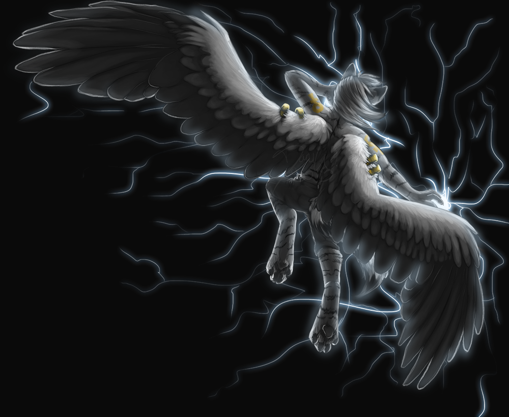 axel canine lightning limizuki mammal solo wings wolf