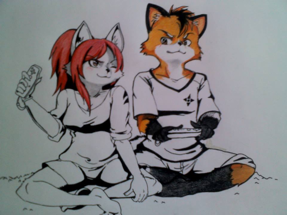 canine duo female fox game male mammal nintendo video_games wii wolf
